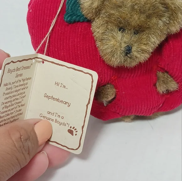 Boyds Bear QVC Calendar monthly Peeker Septembeary September Red Apple - Picture 3 of 6